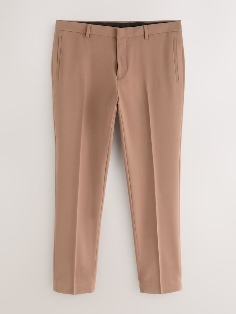 Tan Brown Skinny Fit Motionflex Stretch Suit Trousers - Image 1 of 6