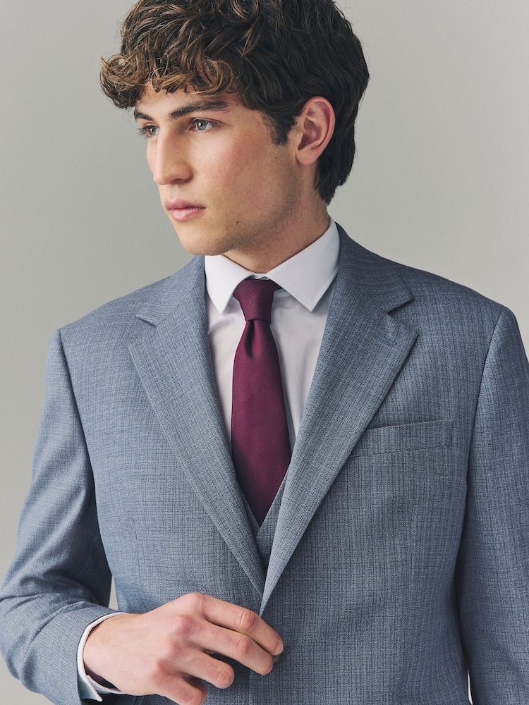 Bleu clair - Veste de costume coupe classique texturée - Image 3 of 9