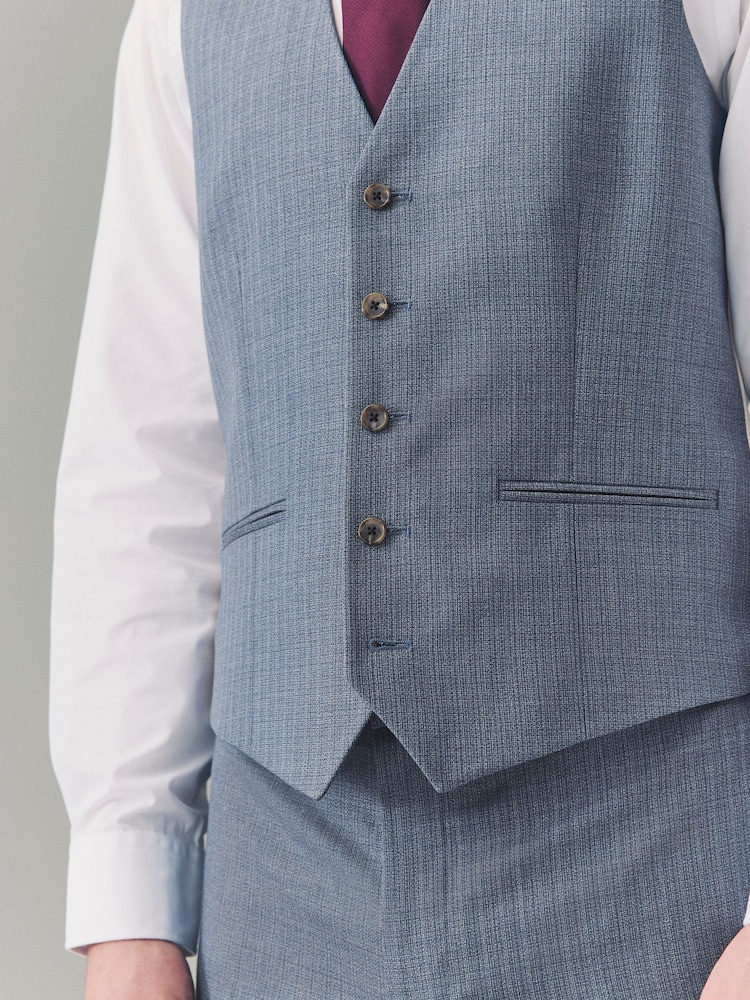 Bleu clair - Gilet de costume texturé - Image 4 of 8