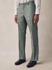 Vert - Pantalon de costume texturé coupe classique - Image 1 of 10