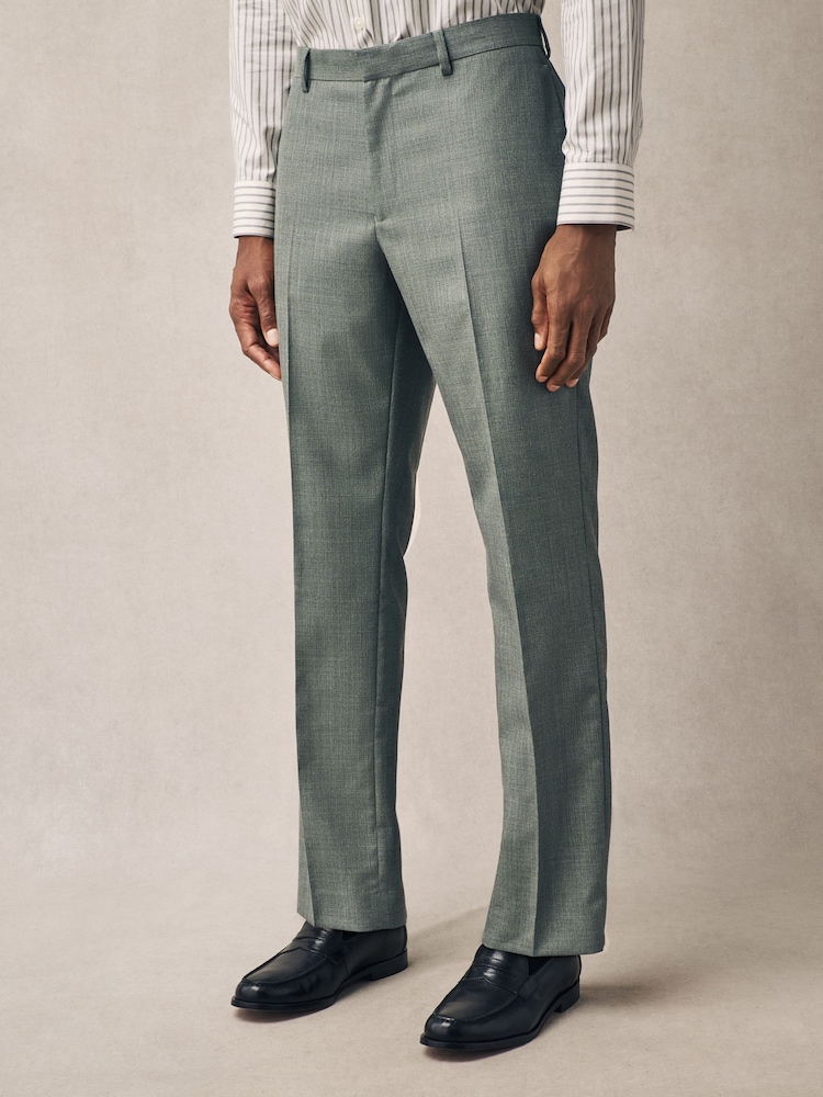 Vert - Pantalon de costume texturé coupe classique - Image 1 of 10