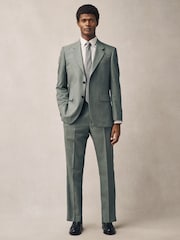 Vert - Pantalon de costume texturé coupe classique - Image 2 of 10