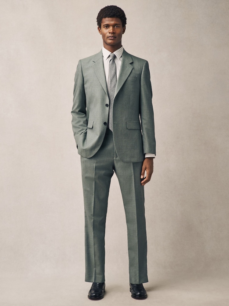 Vert - Pantalon de costume texturé coupe classique - Image 2 of 10