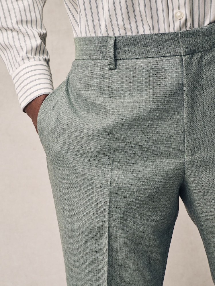 Vert - Pantalon de costume texturé coupe classique - Image 4 of 10