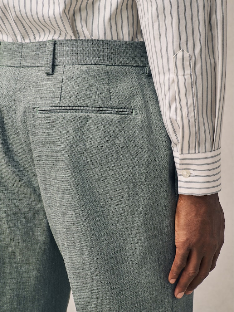 Vert - Pantalon de costume texturé coupe classique - Image 5 of 10