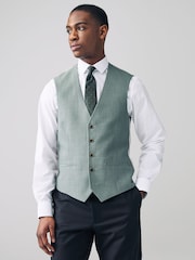 Green Textured Suit Waistcoat - Image 1 of 5