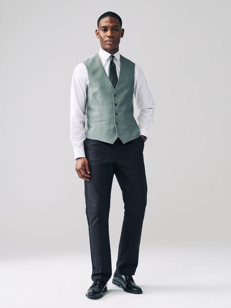 Green Textured Suit Waistcoat - Image 2 of 5