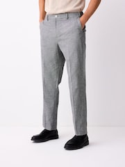 Gris - Linen Blend Texture Suit Trousers - Imagen 1 de 11