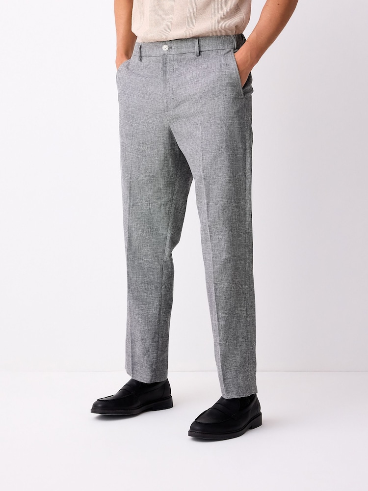 Gris - Linen Blend Texture Suit Trousers - Imagen 1 de 11