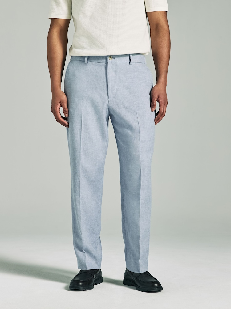 Blauw - Linen Blend Texture Suit Trousers - Image 1 of 10