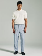 Blauw - Linen Blend Texture Suit Trousers - Image 2 of 10