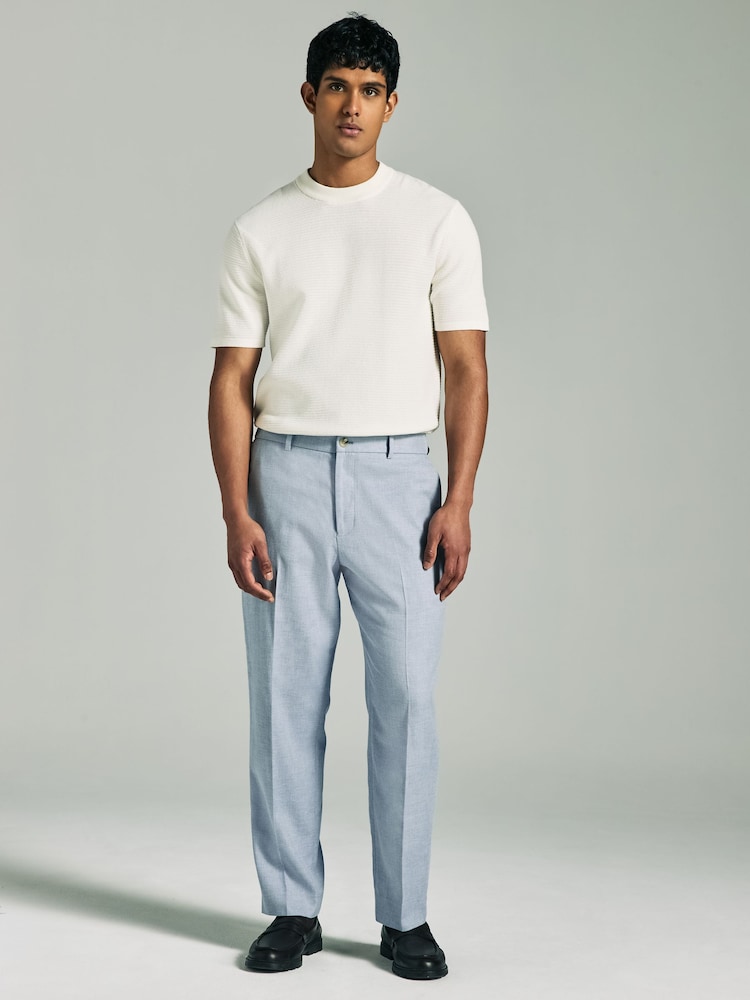 Blauw - Linen Blend Texture Suit Trousers - Image 2 of 10