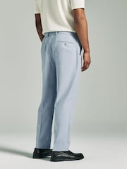 Blauw - Linen Blend Texture Suit Trousers - Image 3 of 10