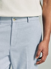 Blauw - Linen Blend Texture Suit Trousers - Image 4 of 10