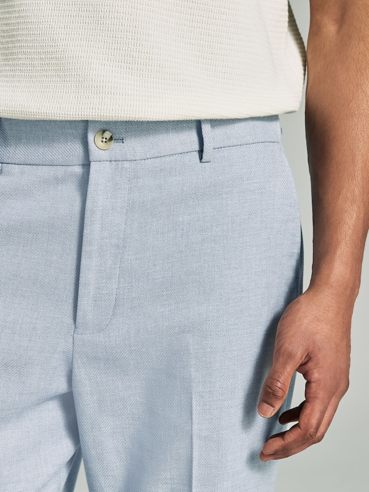 Blauw - Linen Blend Texture Suit Trousers - Image 4 of 10