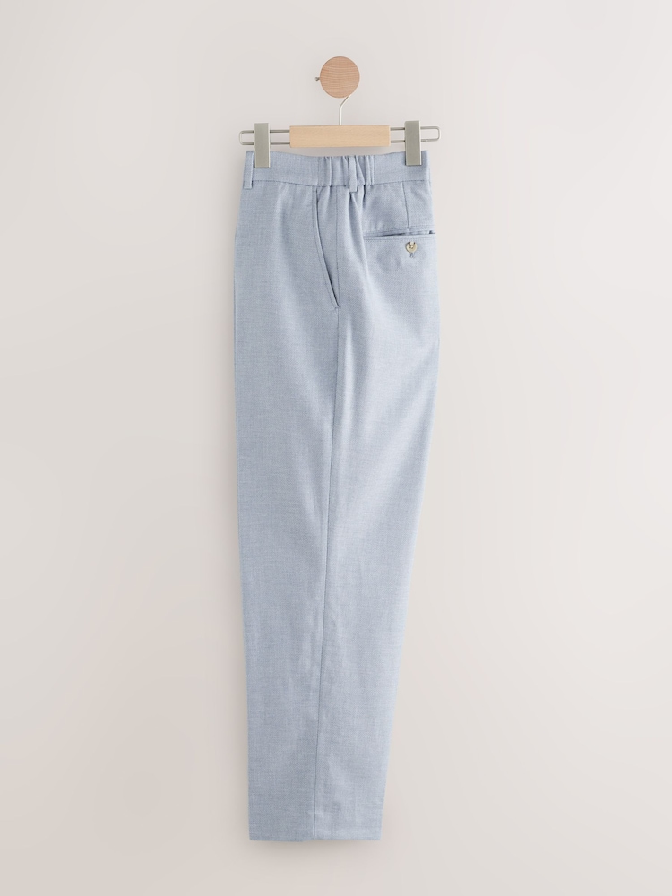 Blauw - Linen Blend Texture Suit Trousers - Image 7 of 10