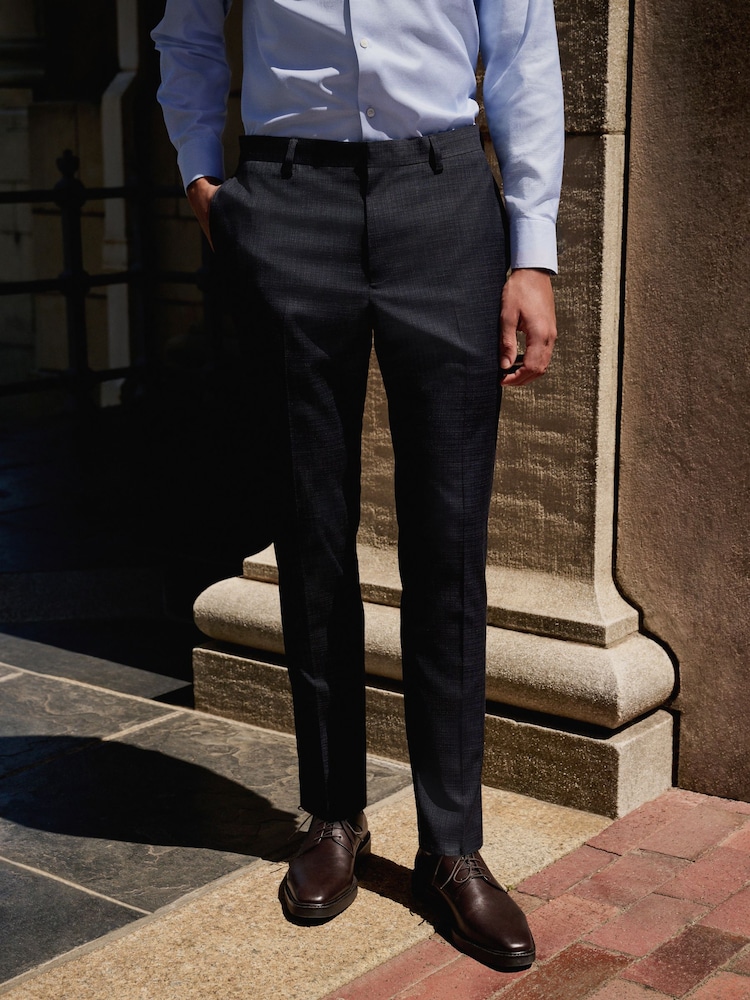 marine - Pantalon de costume skinny à carreaux texturé - Image 2 of 10