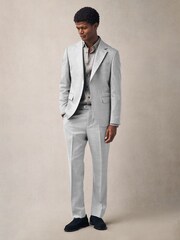 Light Blue Tailored Fit Texture Suit Trousers - Image 2 of 6