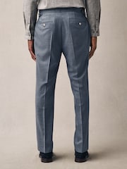 Light Blue Tailored Fit Texture Suit Trousers - Image 3 of 6