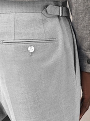 Light Blue Tailored Fit Texture Suit Trousers - Image 5 of 6
