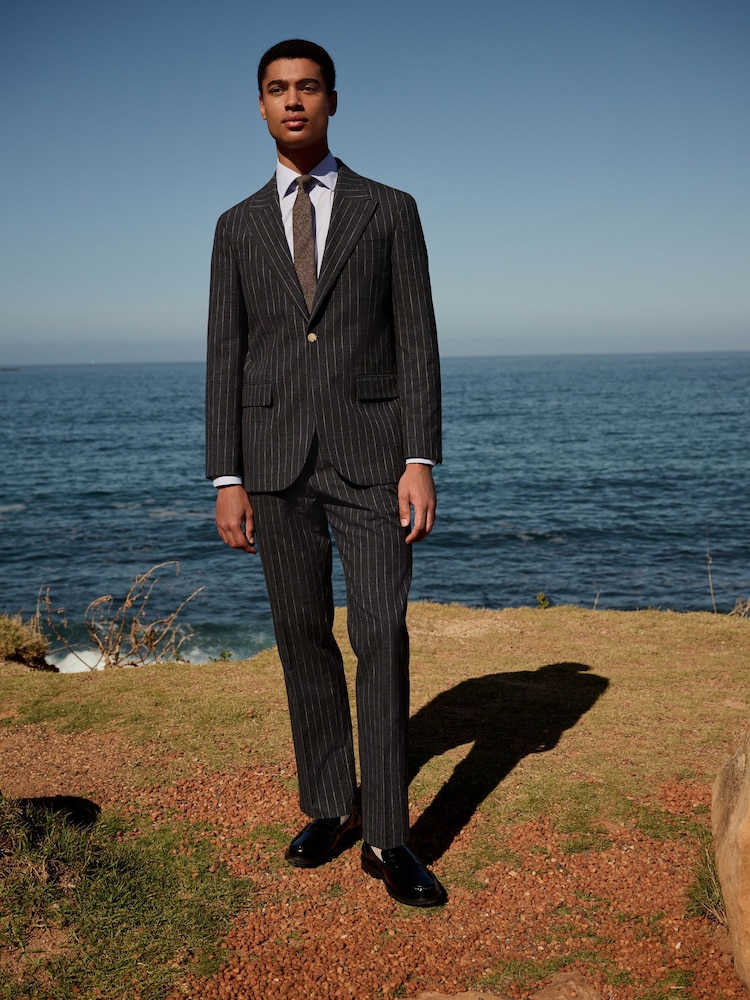 Marineblauw - Regular Fit Striped Suit Jacket - Image 3 of 11