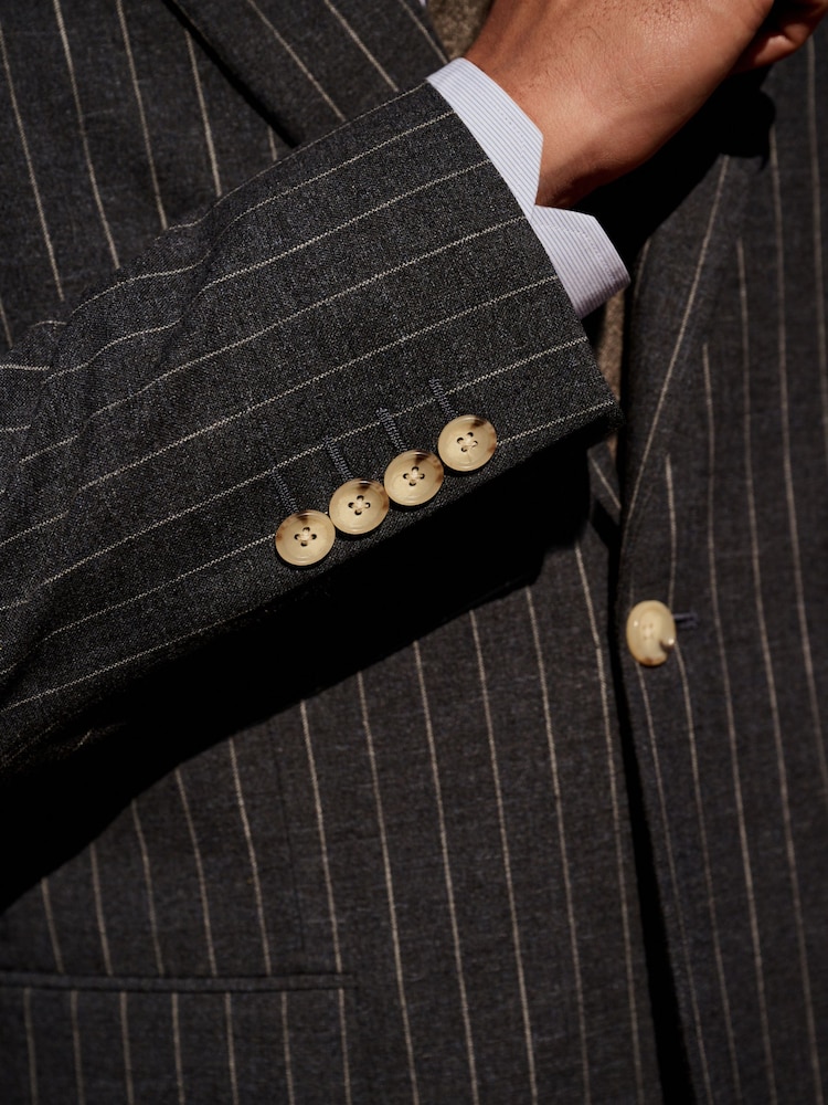 Marineblauw - Regular Fit Striped Suit Jacket - Image 6 of 11