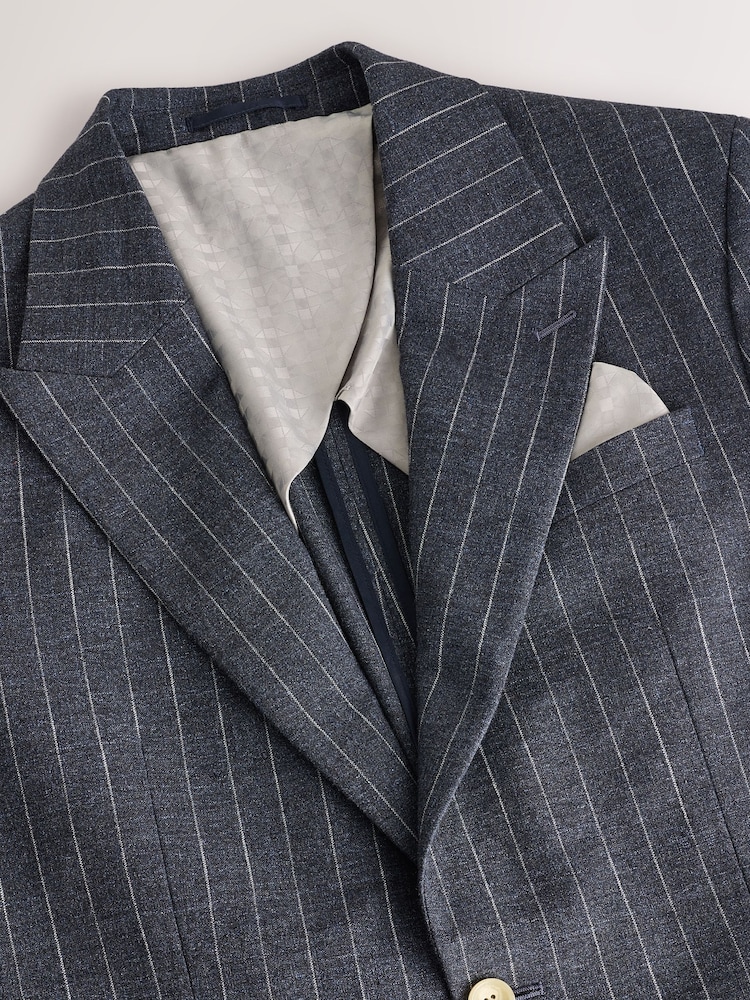 Marineblauw - Regular Fit Striped Suit Jacket - Image 8 of 11