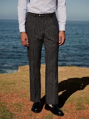 Marineblauw - Regular Fit Striped Suit Trousers - Image 2 of 10