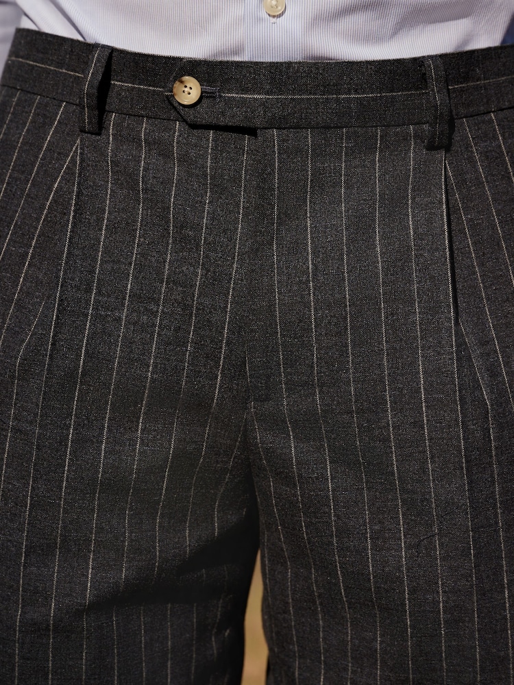 Marineblauw - Regular Fit Striped Suit Trousers - Image 4 of 10