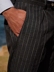 Marineblauw - Regular Fit Striped Suit Trousers - Image 5 of 10