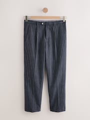 Marineblauw - Regular Fit Striped Suit Trousers - Image 6 of 10