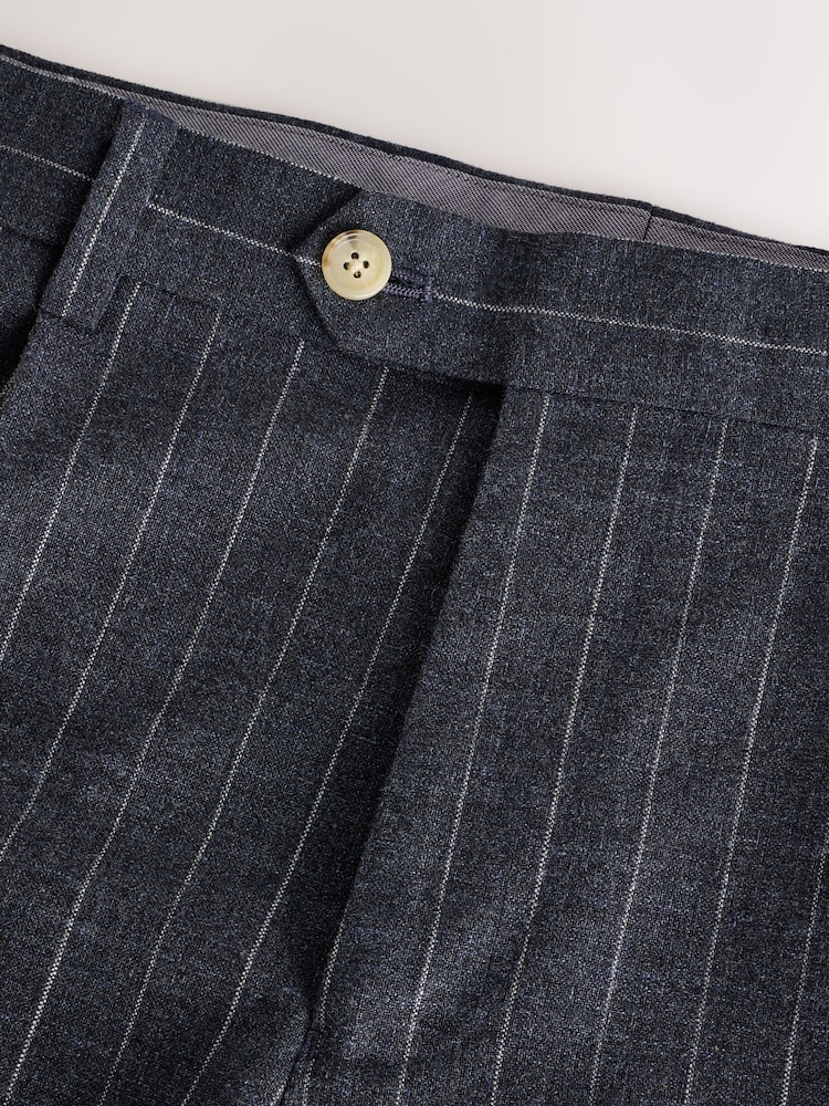 Marineblauw - Regular Fit Striped Suit Trousers - Image 9 of 10