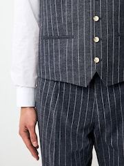 Marinha - Regular Fit Striped Suit Waistcoat - Imagem 2 de 9