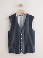 Marinha - Regular Fit Striped Suit Waistcoat - Imagem 7 de 9