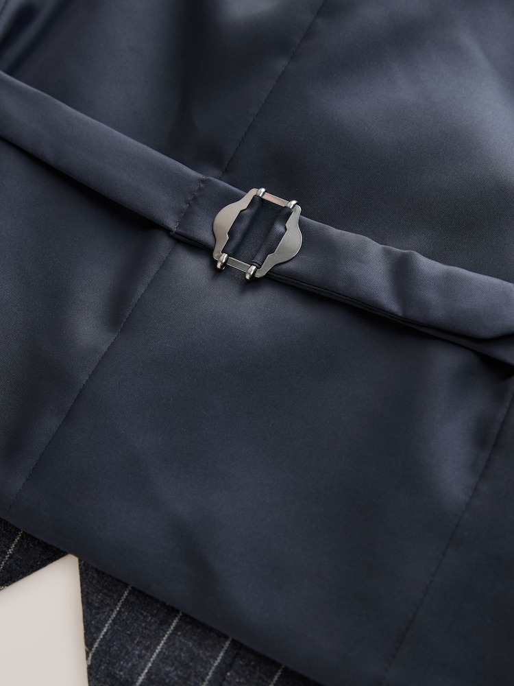 Marinha - Regular Fit Striped Suit Waistcoat - Imagem 9 de 9