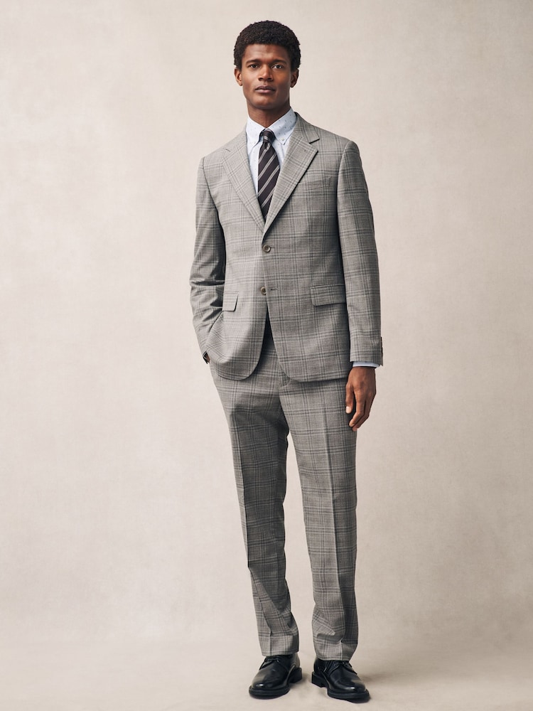 Серо-коричневый - Tailored Fit Check Texture Suit Jacket - Image 2 of 10