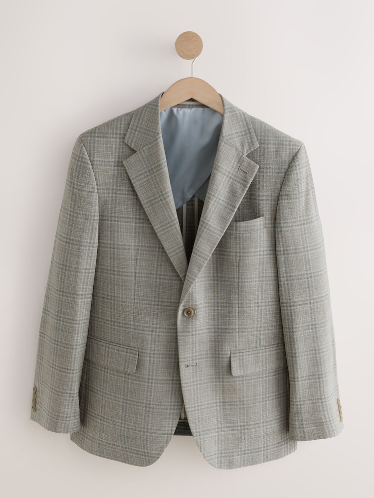 Taupe (Taupe) - Veste de costume texturée à carreaux ajustée - Image 6 of 10
