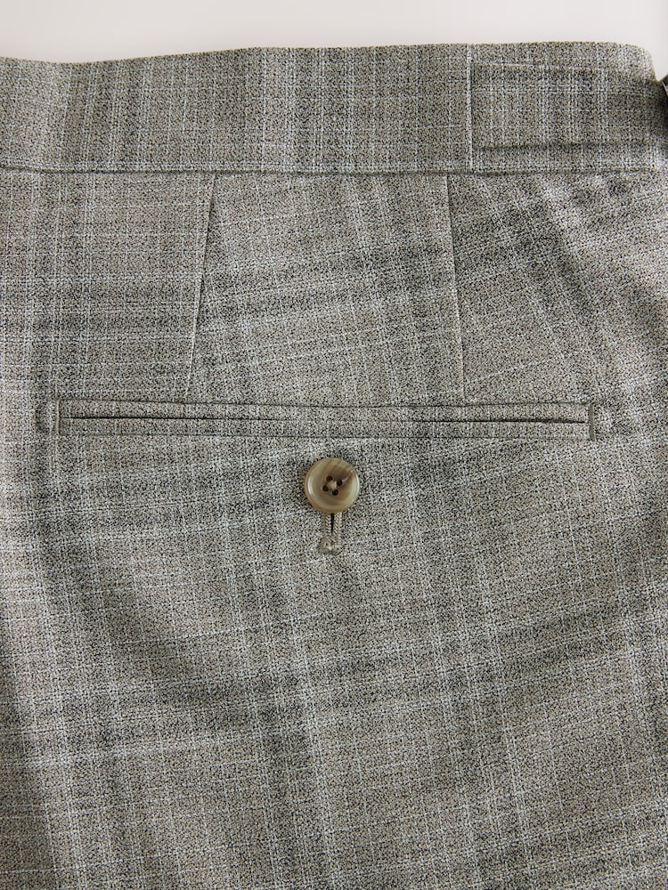 Taupe Tailored Fit Check Texture Suit Trousers - Image 13 of 13