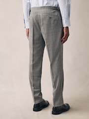 Taupe Tailored Fit Check Texture Suit Trousers - Image 4 of 13