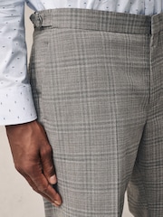 Taupe Tailored Fit Check Texture Suit Trousers - Image 5 of 13