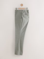 Taupe Tailored Fit Check Texture Suit Trousers - Image 7 of 13
