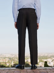Brown Slim Fit Linen Texture Suit Trousers - Image 2 of 11
