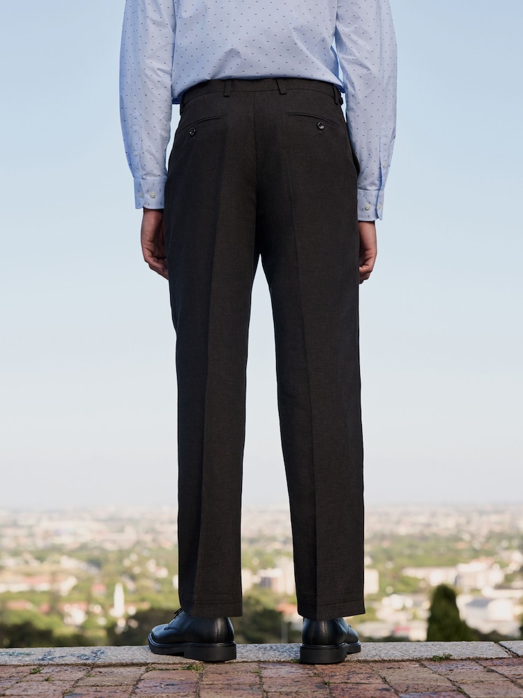Brown Slim Fit Linen Texture Suit Trousers - Image 2 of 11