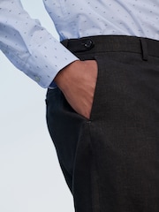 Brown Slim Fit Linen Texture Suit Trousers - Image 3 of 11