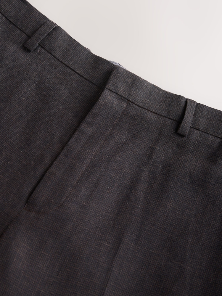 Brun - Pantalon de costume slim en lin texturé - Image 7 of 11