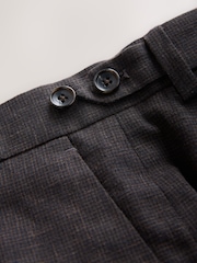 Brown Slim Fit Linen Texture Suit Trousers - Image 9 of 11