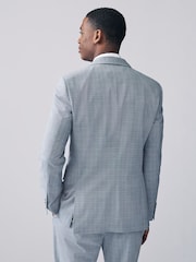 Light Blue Slim Fit Check Suit Jacket - Image 3 of 10