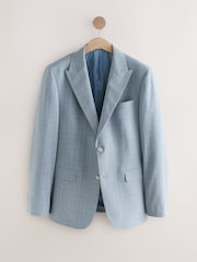 Light Blue Slim Fit Check Suit Jacket - Image 6 of 10