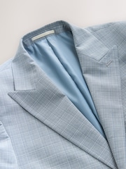 Light Blue Slim Fit Check Suit Jacket - Image 7 of 10