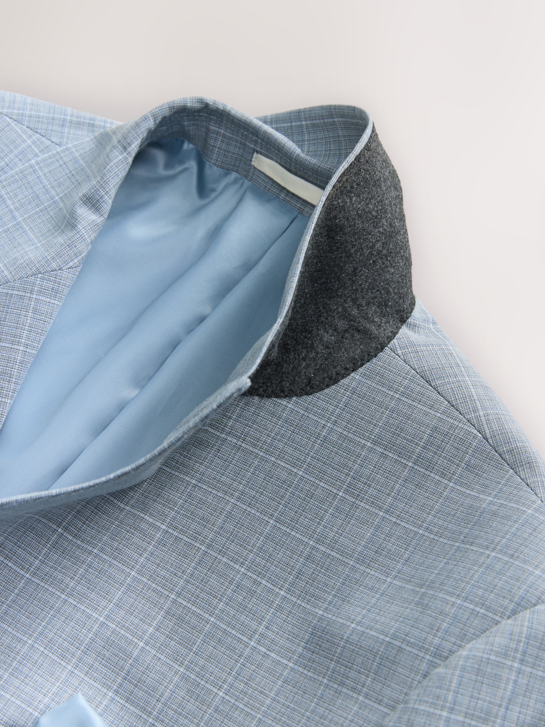 Buy Light Blue Slim Fit Check Suit Jacket from Next Romania